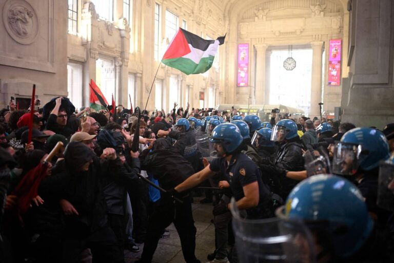 Manifestações na Itália em apoio à Palestina