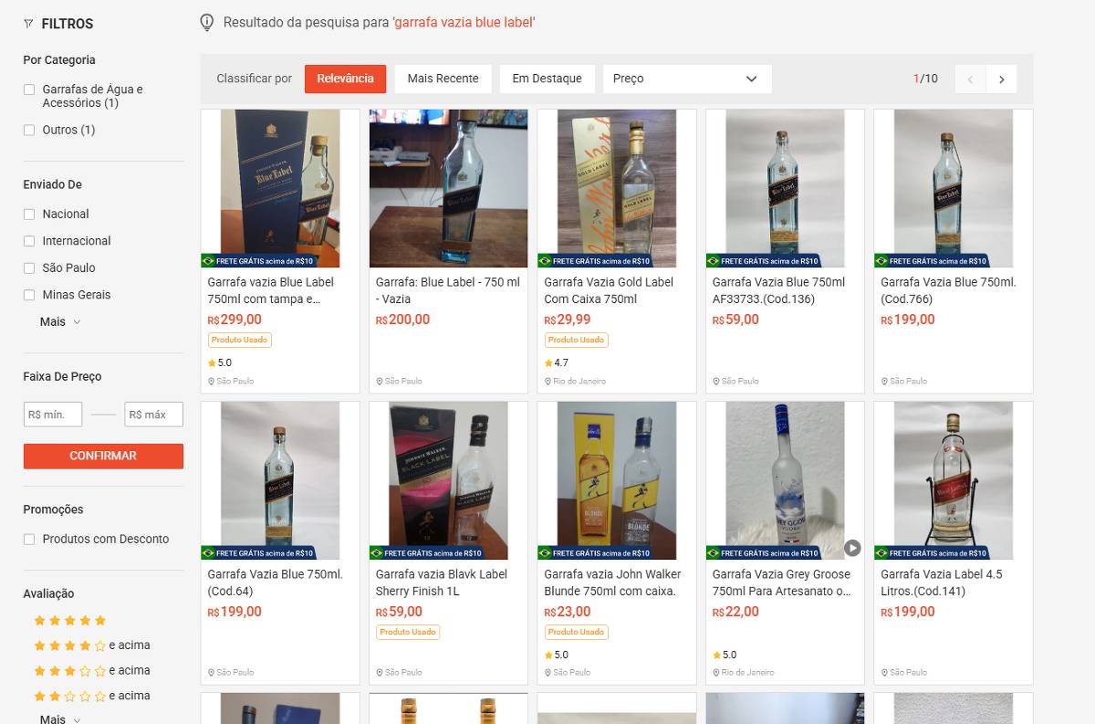 Venda de garrafas vazias de uísque na internet gera alerta sobre adulteração