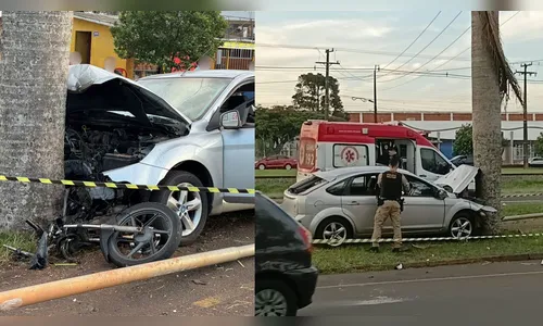 Acidente destrói carro e moto em Arapongas na BR-369