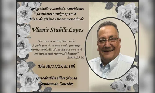 Missa de sétimo dia de Vlamir Stabile acontece em Apucarana