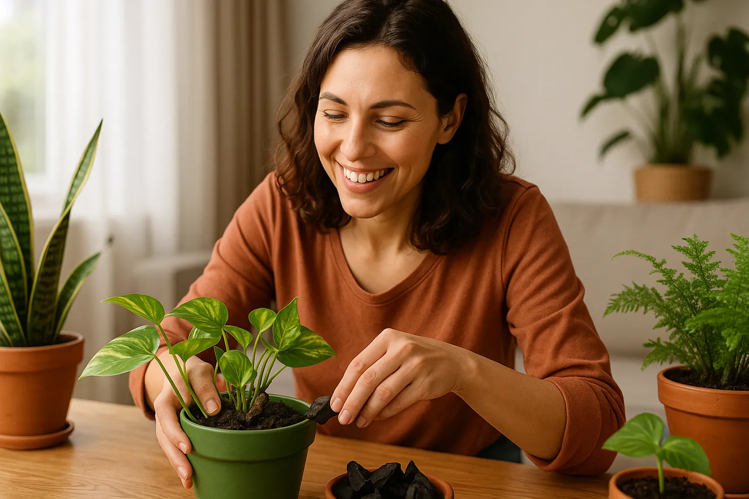 Truque do carvão no vaso: mantenha suas plantas saudáveis