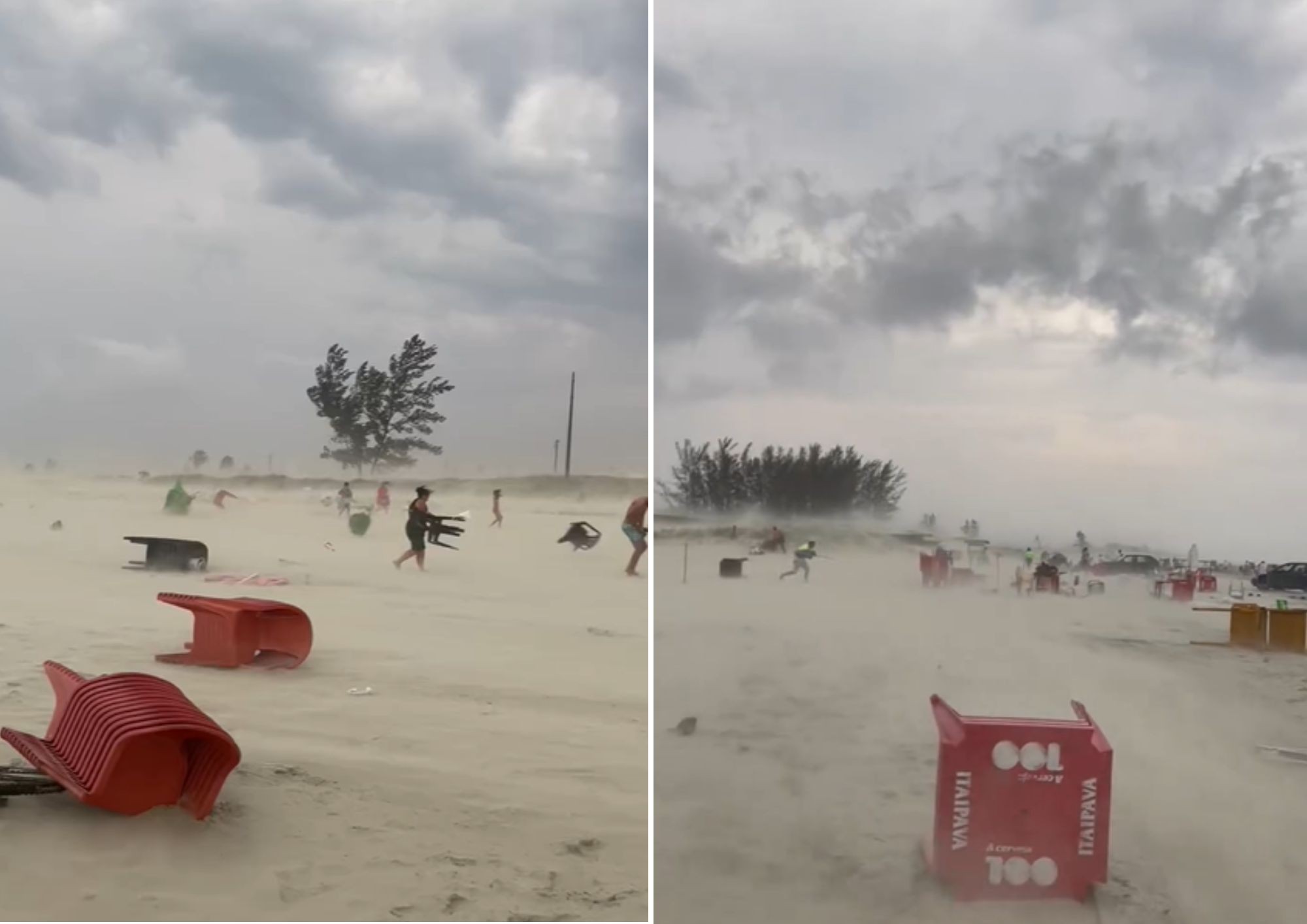 Ventania provoca caos em praia de Ilha Comprida