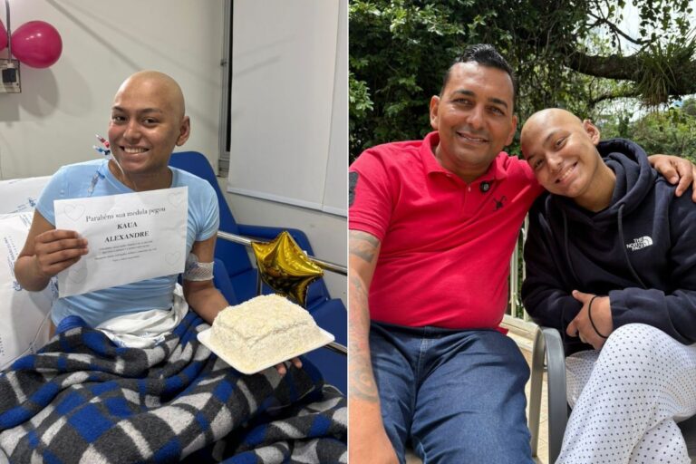 Jovem com leucemia celebra 'renascimento' após receber medula óssea do pai