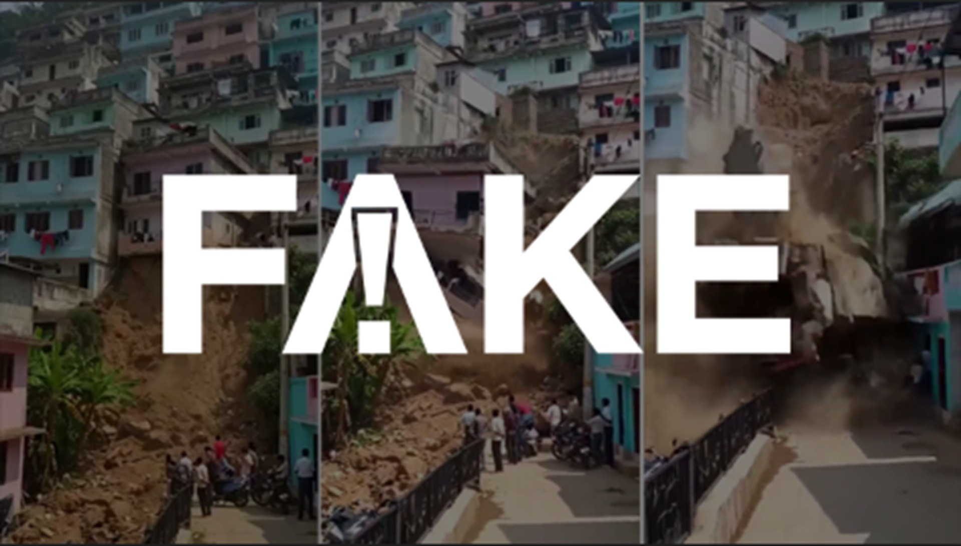 Vídeo que mostra casa desabando após deslizamento de terra é fake