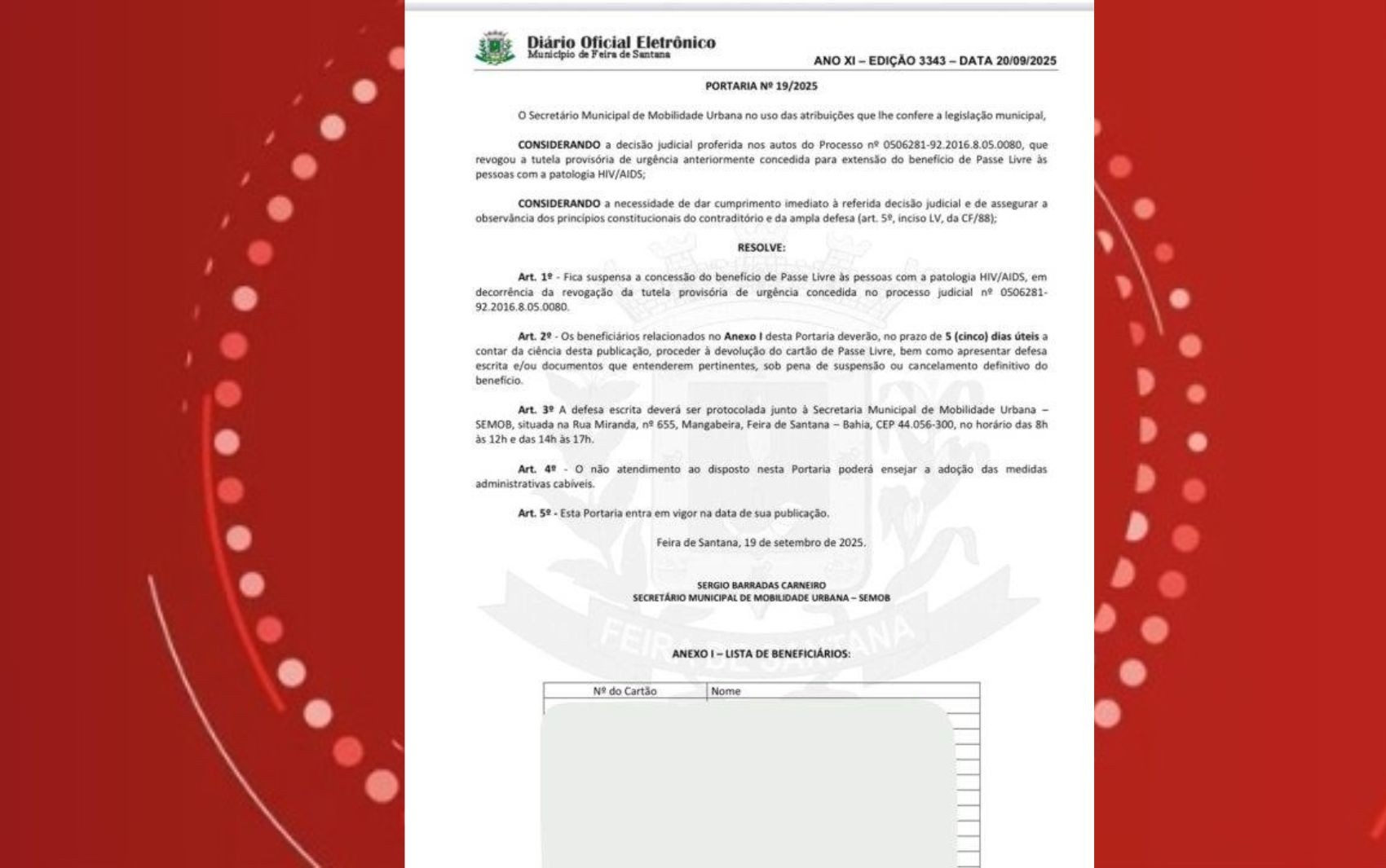 Indignação após exposição de nomes de pessoas com HIV em Feira de Santana