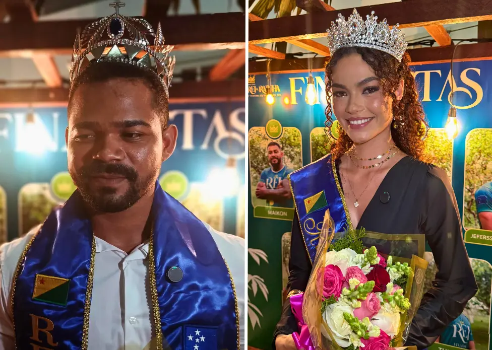 Mário Cesar e Carla Cristina Coroados Rei e Rainha do Festival da Farinha em Cruzeiro do Sul