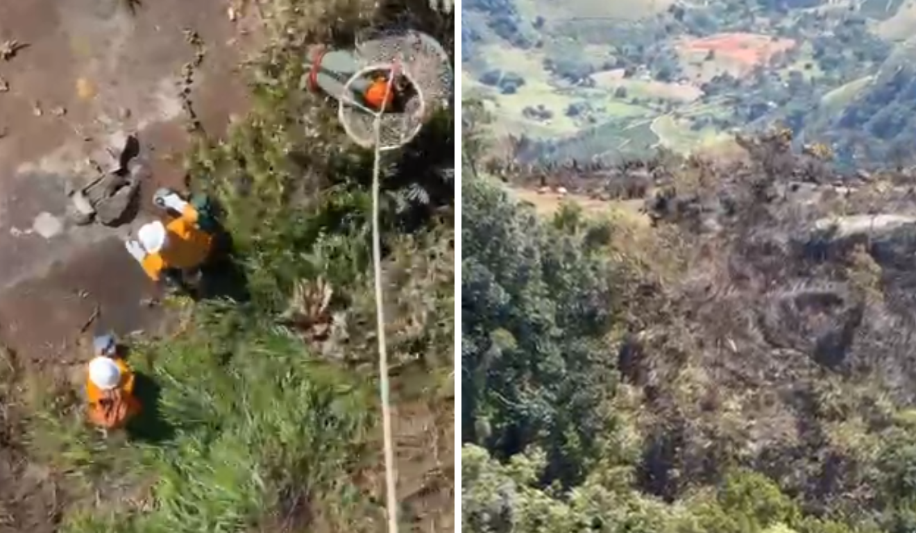 Força-Tarefa Aérea e Terrestre Combate Incêndio em Área Remota de Muqui