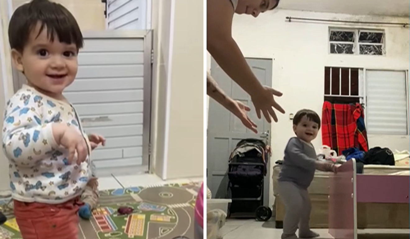 Esperto! Bebê ‘engana’ família e revela segredo: já andava sozinho na creche