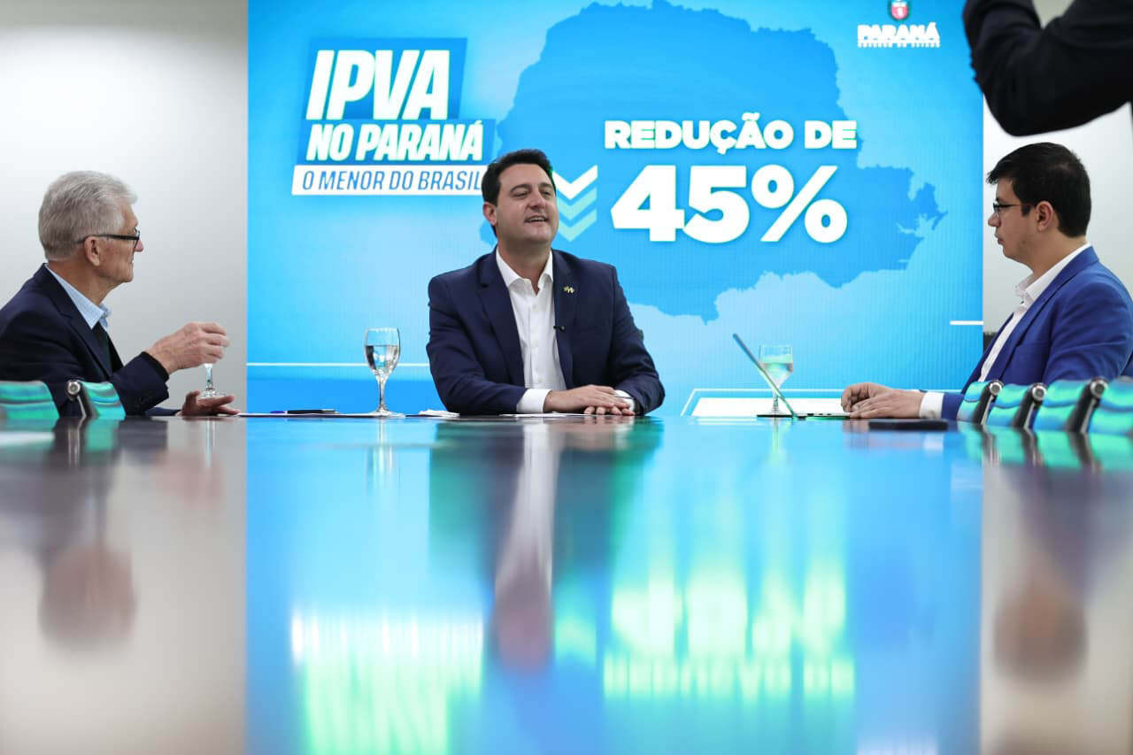 Paraná terá o menor IPVA do Brasil a partir de 2026, anuncia Ratinho Junior