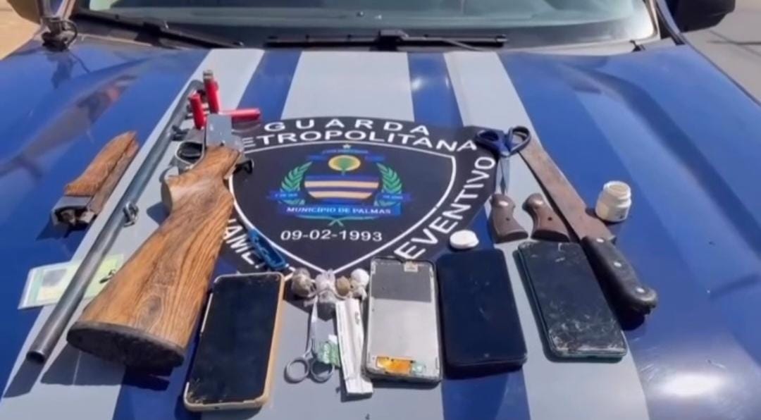 Guarda Metropolitana prende homem por disparo de arma, posse de drogas e perturbação em Palmas