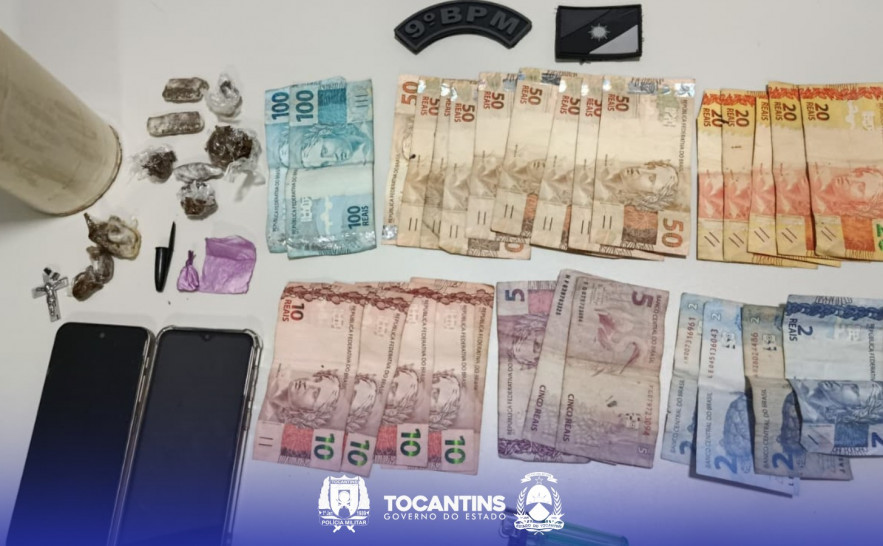 PM prende casal por tráfico de drogas e apreende dinheiro e entorpecentes em Araguatins