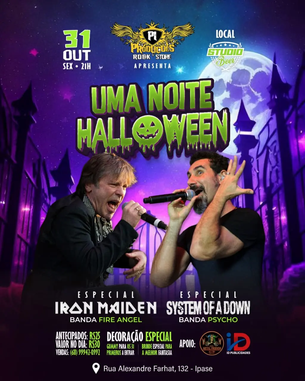 Rio Branco Tremerá com Tributos Explosivos a Iron Maiden e System of a Down em Noite de Halloween