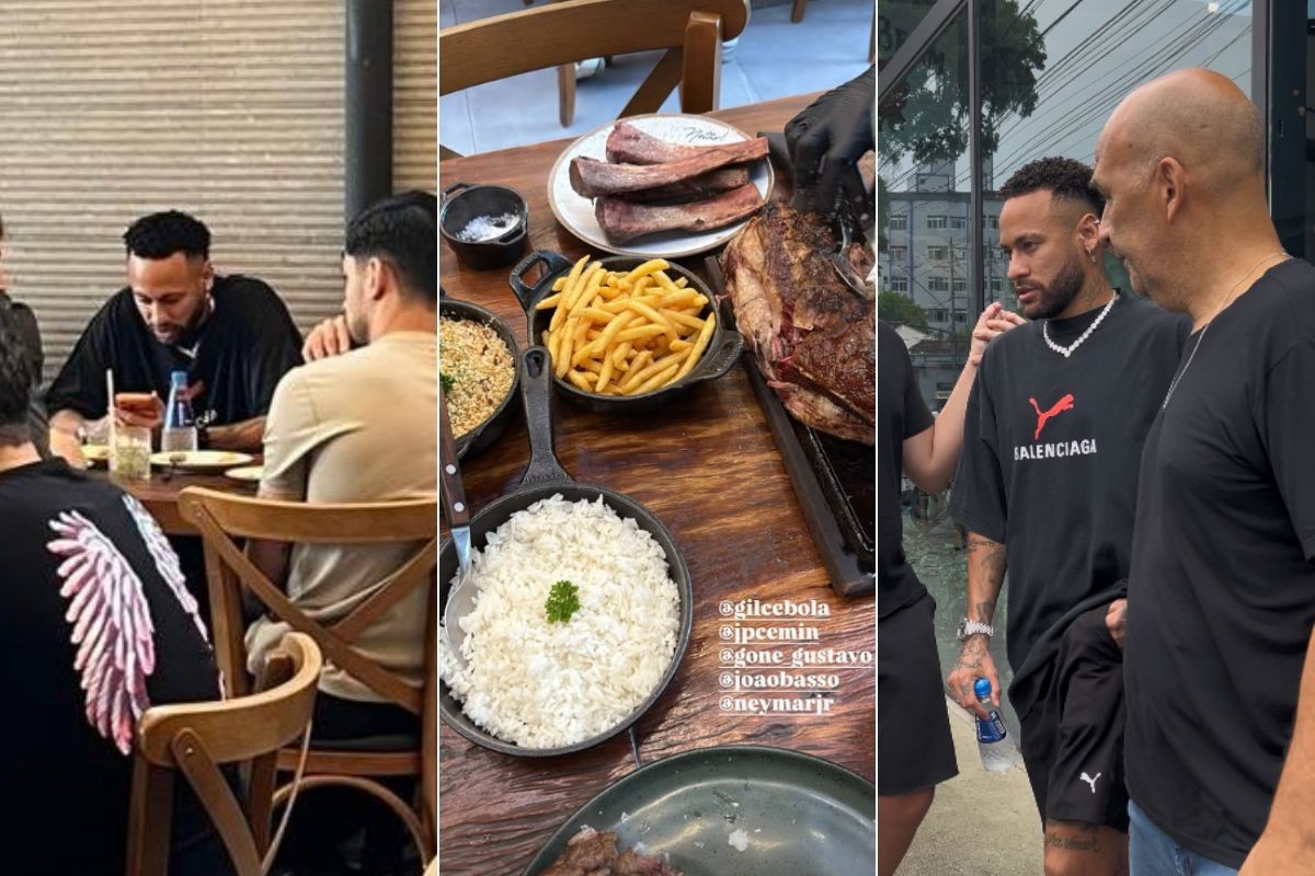 Neymar é flagrado em almoço com amigos em Santos