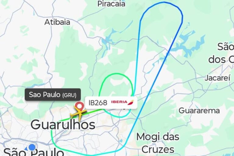 Avião da Ibéria retorna a Guarulhos após problema técnico