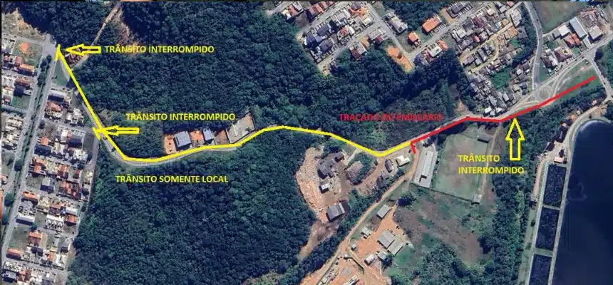 Trânsito em Potecas, São José, terá interdição total por até 25 dias; veja rotas alternativas