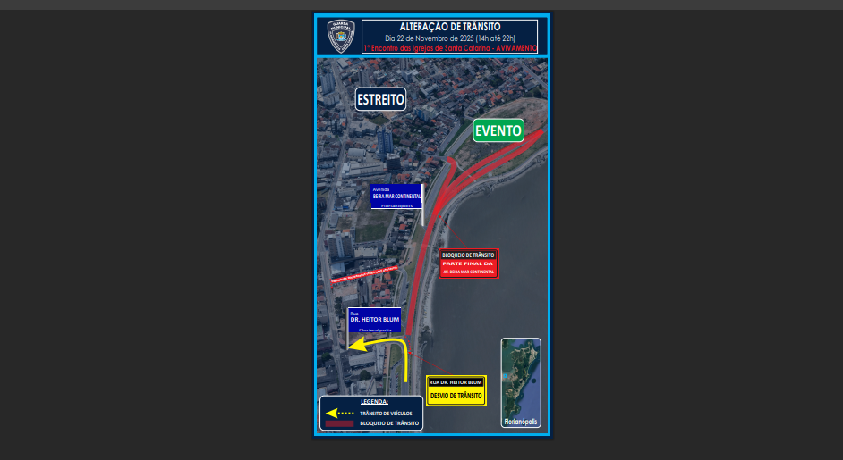 Trânsito em Florianópolis Terá Alterações Significativas Neste Fim de Semana Devido a Eventos Religiosos e Corrida