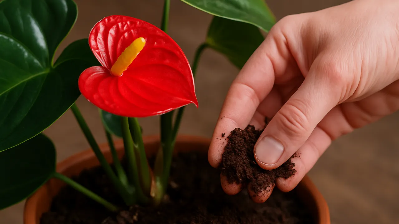 Antúrio exuberante o ano todo: Descubra o poder secreto da borra de café