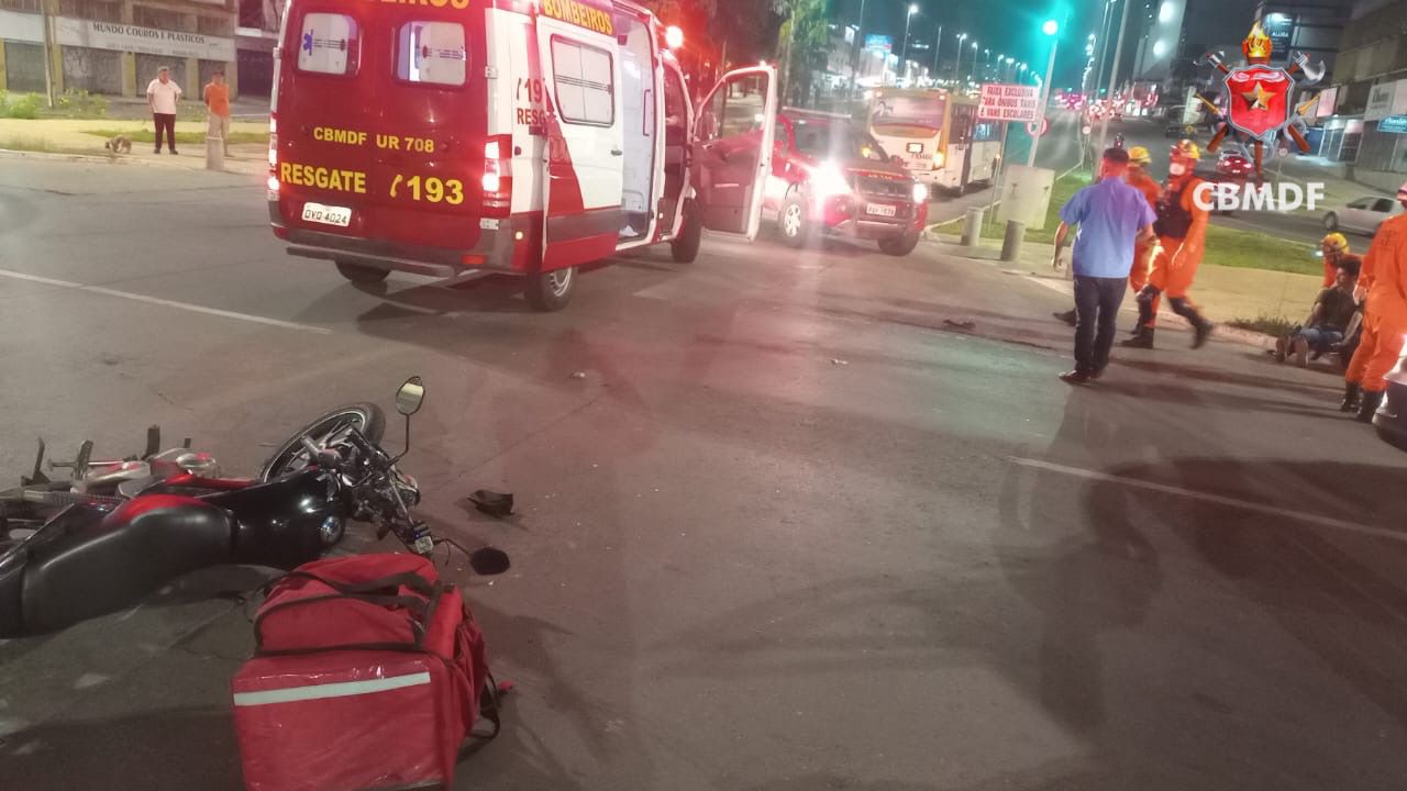 Motociclista Fica Ferido em Colisão com Ônibus Próximo ao Viaduto Rei Pelé em Taguatinga