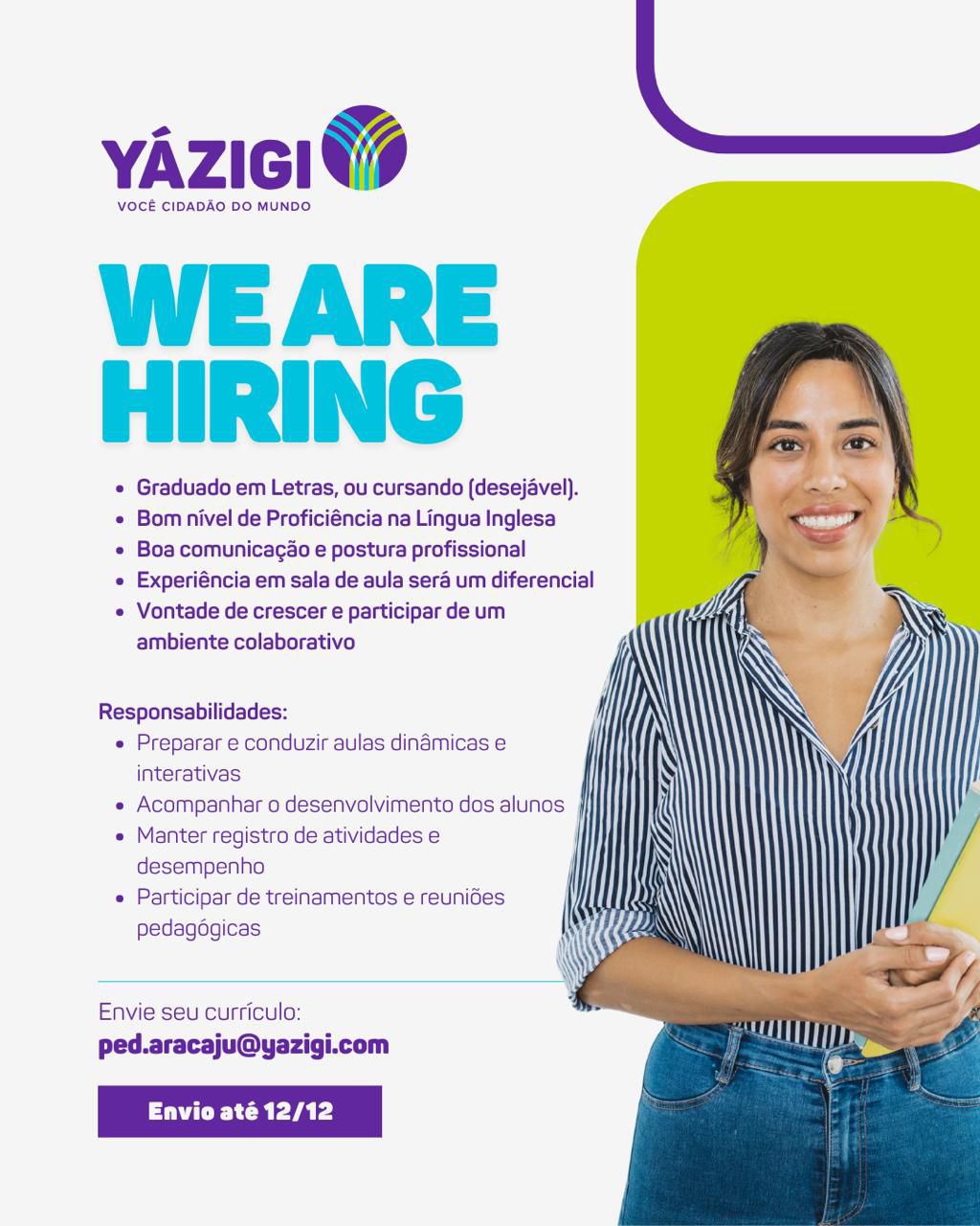Yazigi Abre Processo Seletivo para Professores de Inglês em Sergipe
