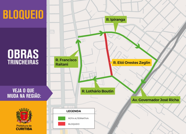 Rua do Pinheirinho sofre bloqueio para avanço na obra da trincheira Vila São Pedro