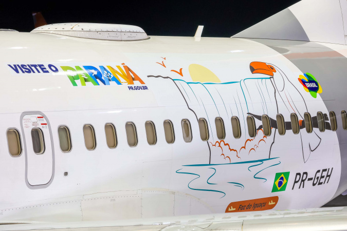 Desenho das Cataratas do Iguaçu destaca avião temático da Gol