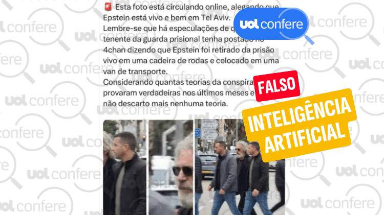 Falso Jeffrey Epstein vivo em Israel é imagem gerada por inteligência artificial