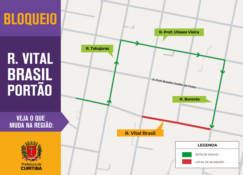 Bloqueio estratégico da Rua Vital Brasil no Portão para obras do Novo Inter 2 começa hoje