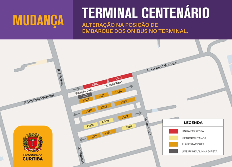 Terminal Centenário altera pontos de sete linhas no embalo do Ligeirão