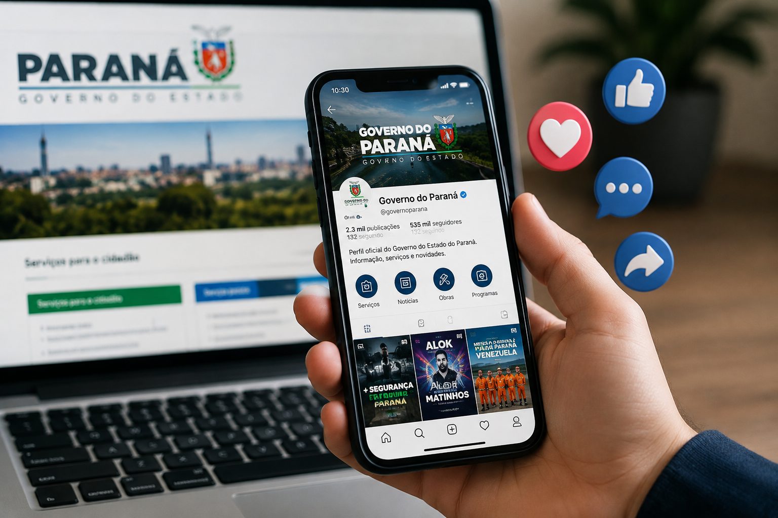 Governo do Paraná e Prefeituras de Curitiba e Maringá Dominam Redes Sociais em 2026