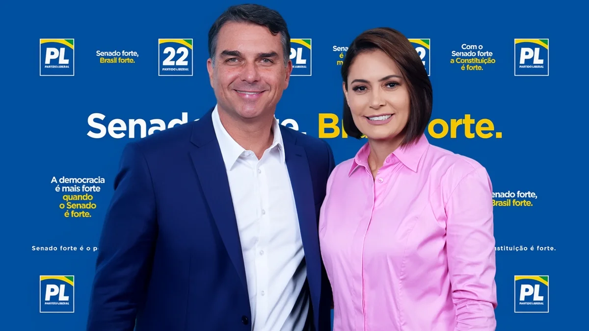 Michelle e Flávio Bolsonaro exibem trégua pública na campanha