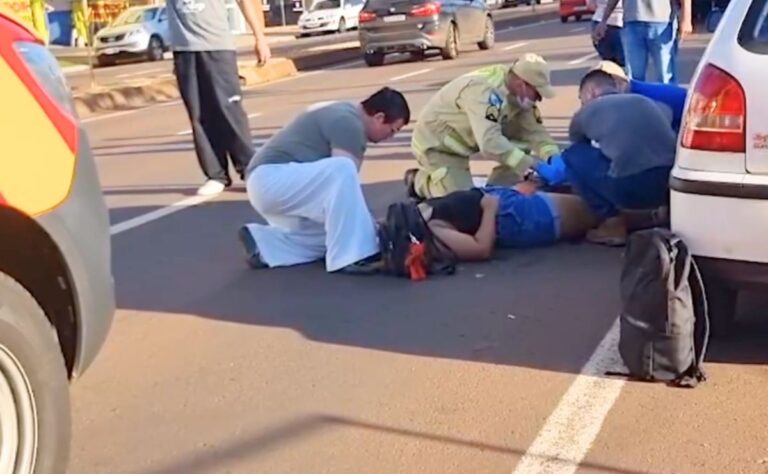Ônibus atinge ciclista na Carlos Gomes e agrava crise na segurança viária de Cascavel