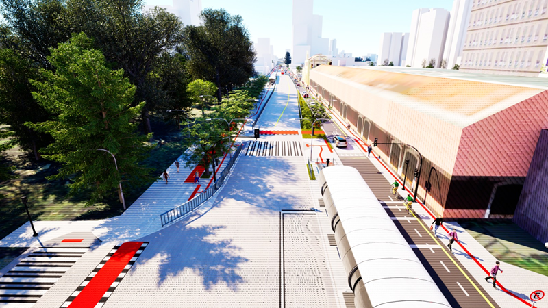 Obra na Avenida Sete de Setembro avança no entorno da Praça Eufrásio Correia