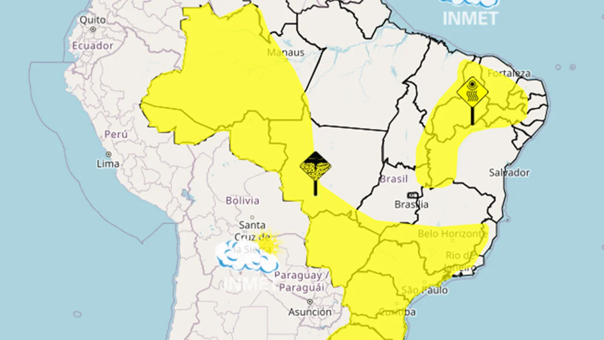 Inmet emite alerta amarelo de tempestades para 15 estados